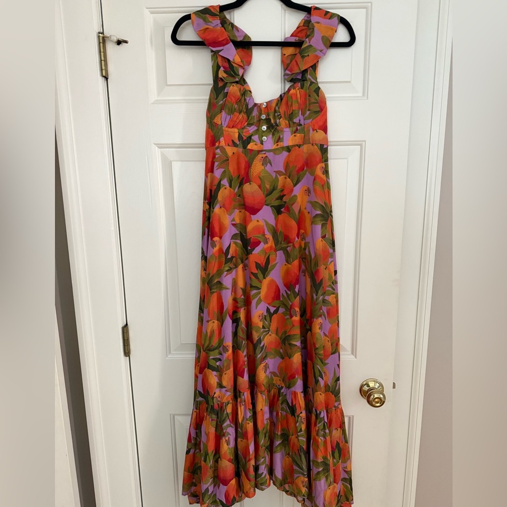 FARM Rio Orange and Pink Floral Midi Dress - Picture 4 of 5